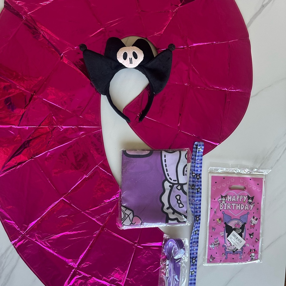 Pink and Purple Kuromi Birthday Set